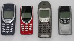 A selection of Nokia phones from 2000: 3310 (basic consumer), 8210 (premium consumer), 6210 (basic business), 8850 (premium business)